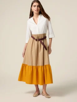Vestito lungo colour block