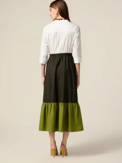 Vestito lungo colour block