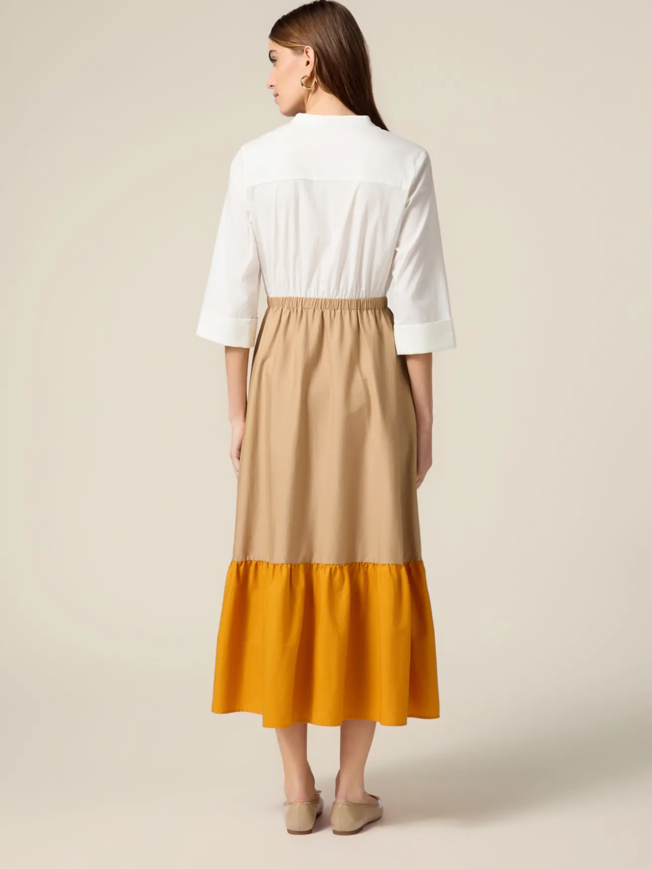 Vestito lungo colour block
