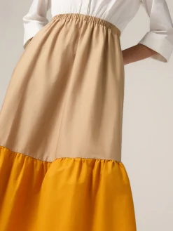 Vestito lungo colour block