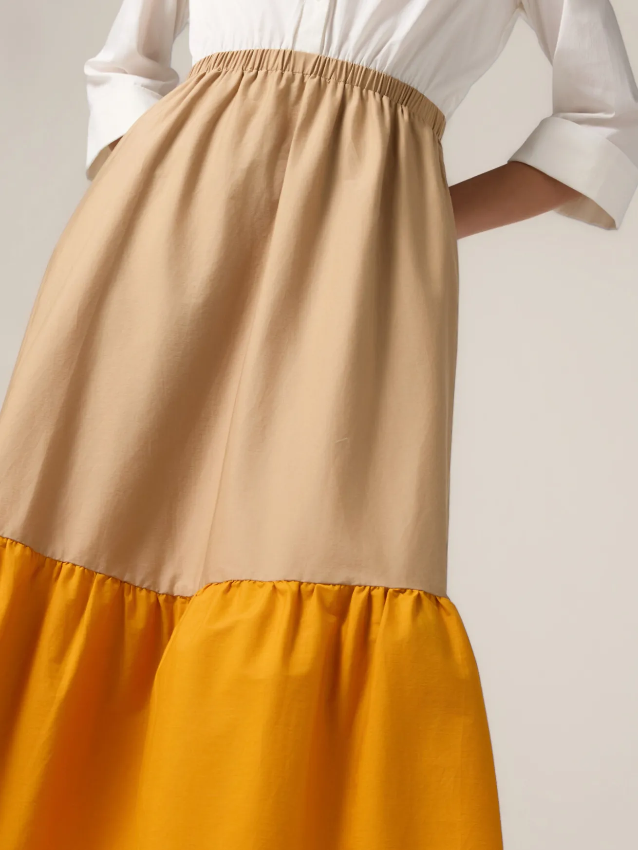 Vestito lungo colour block