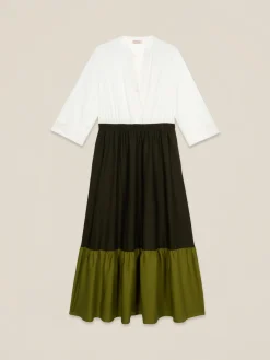 Vestito lungo colour block