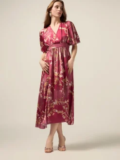 Vestito lungo in raso floreale