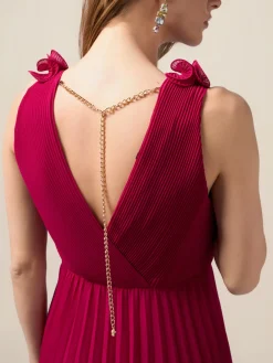 Vestito lungo plissé con rouche