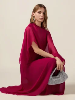 Vestito lungo plissé con rouche