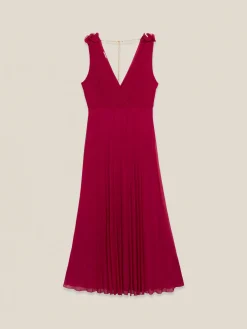 Vestito lungo plissé con rouche