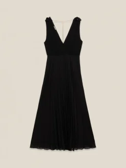 Vestito lungo plissé con rouche
