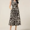Vestito midi fantasia con fusciacca