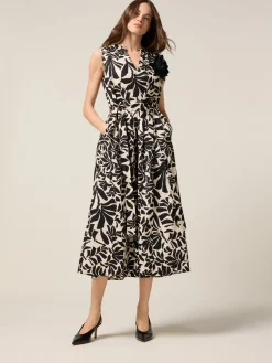 Vestito midi fantasia con fusciacca