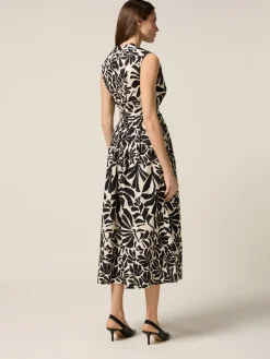 Vestito midi fantasia con fusciacca