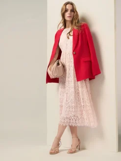 Vestito midi in pizzo misto cotone