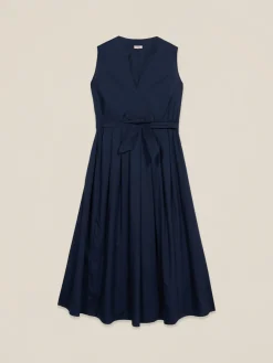 Vestito midi in popeline con cintura