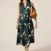 Vestito svasato midi in popeline